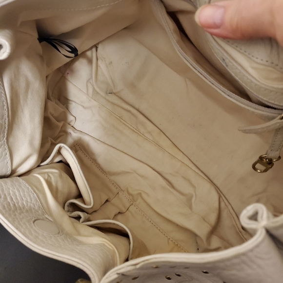 Kenneth Cole Ivory Pebble Grain Leather Studded Satchel - Picture 6 of 7